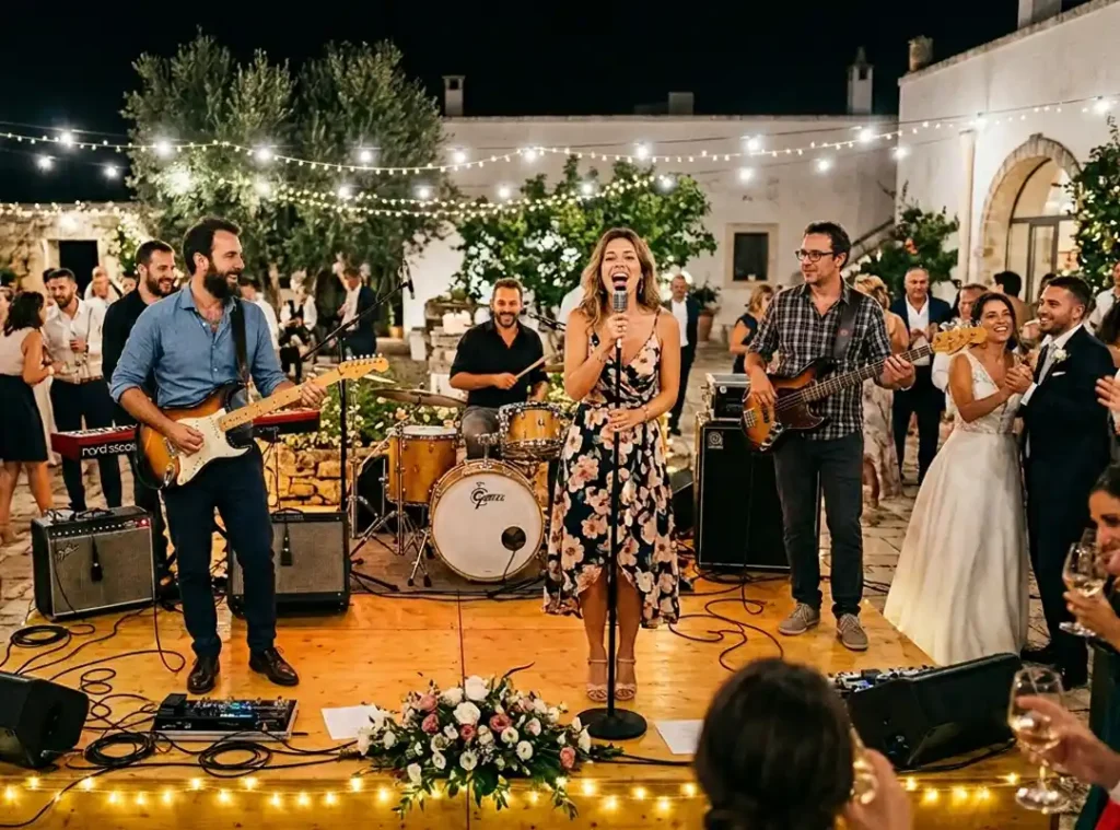 cover band che suona in una festa di matrimonio. Organizzazione Ude Eventi